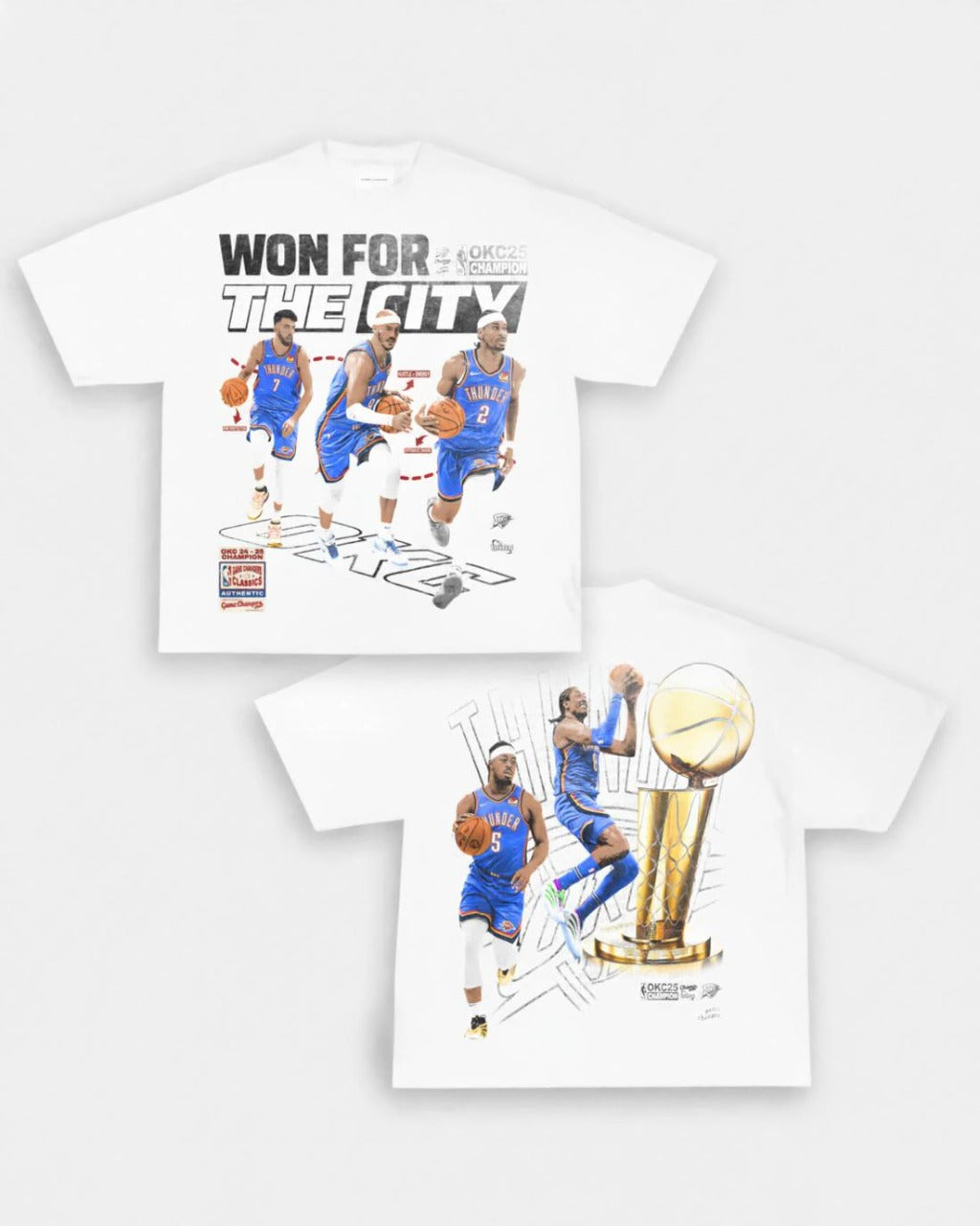 White OKC championship style graphic t-shirt design