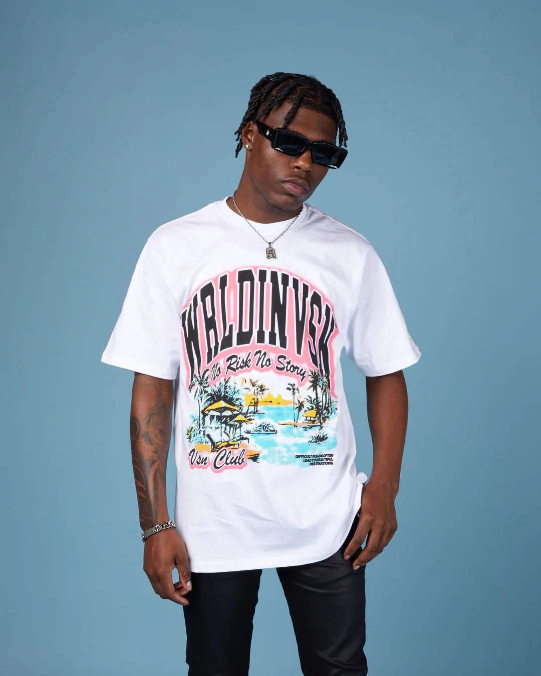 "Vsn Club Beach" Tee (White) - VOTYWRLDINVSN