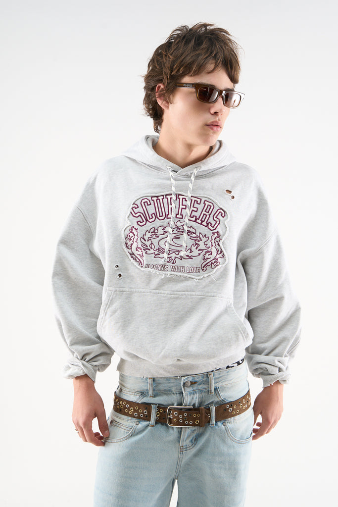 Nowhere Grey Melange Zipped Hoodie