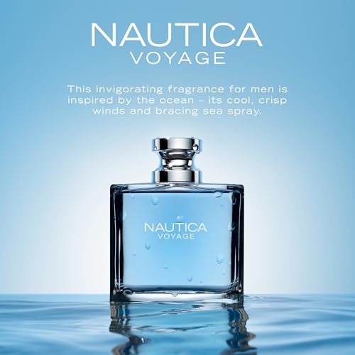 Nautica Voyage Eau De Toilette, Cologne and Fragrance For Men, Fresh, Romantic, Fruity Scent Woody, Aquatic Notes of Apple, Water Lotus, Cedarwood, and Musk Ideal Day Wear, Long Lasting 6.7Fl oz
