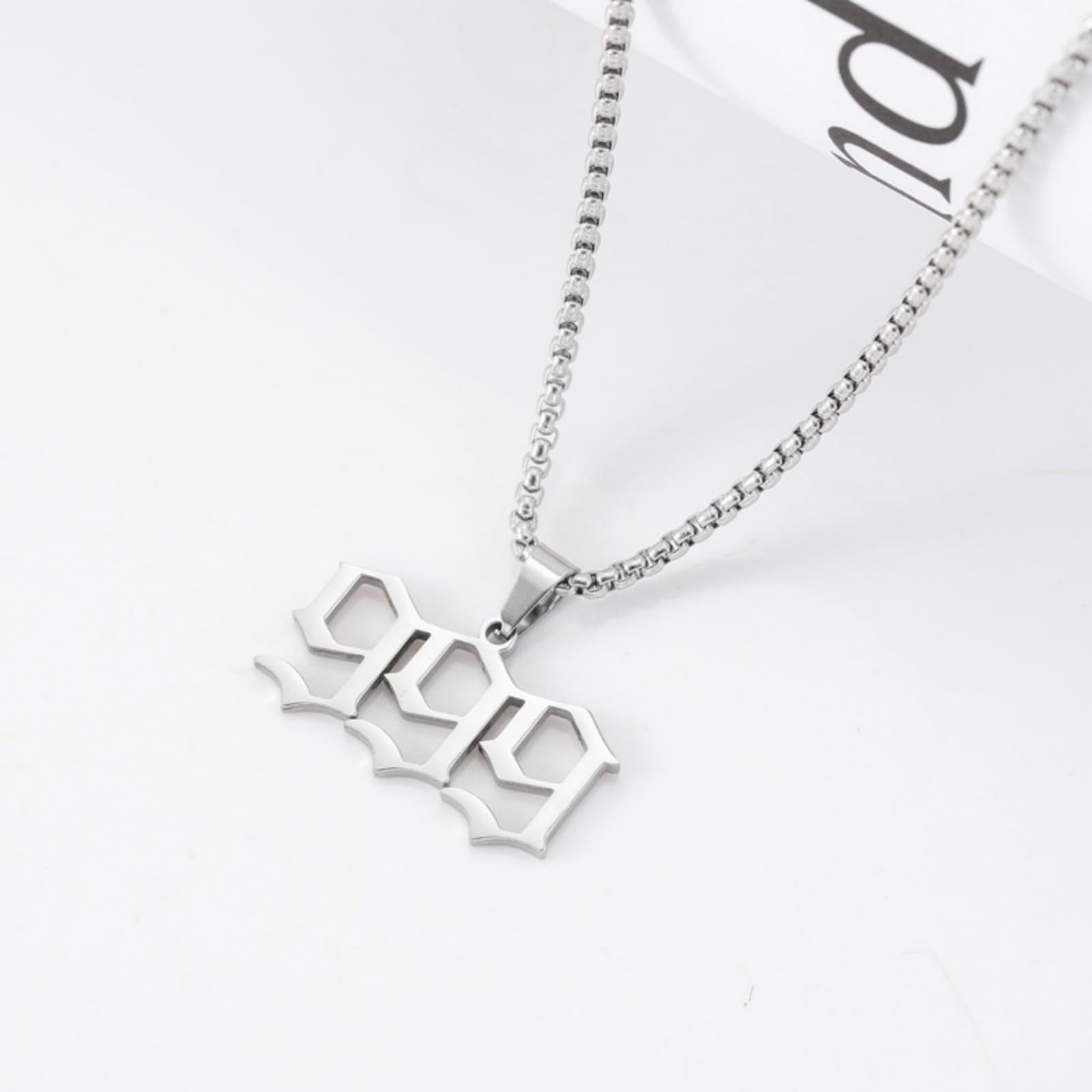 Custom 999Stainless Steel Necklace, Hiphop Punk Rock Pendant Titanium Jewelry, Numerology Gift for Women & Men
