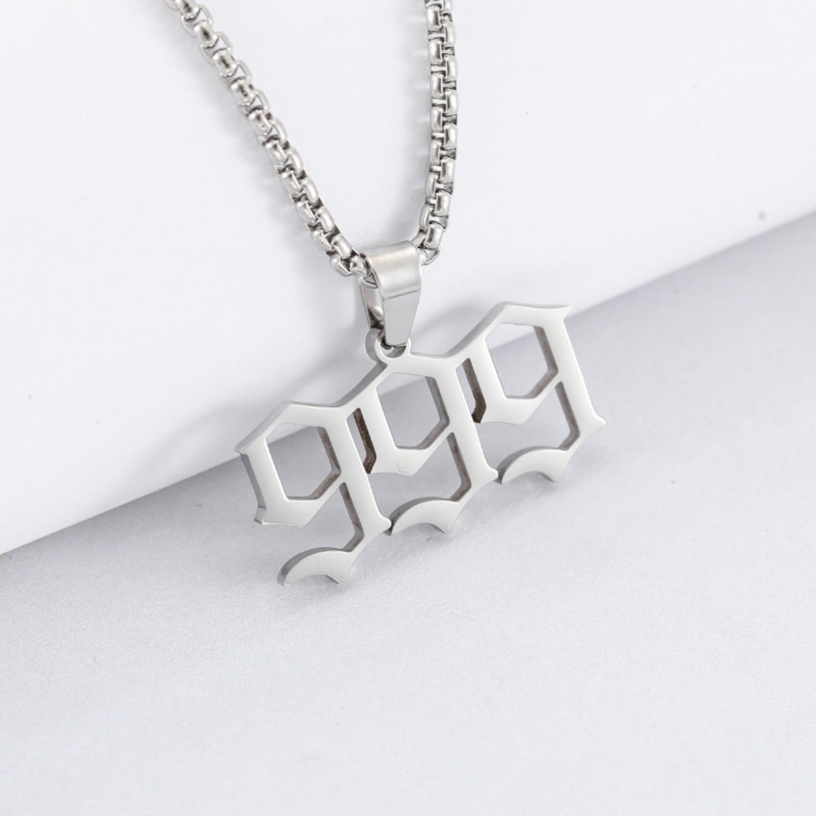 Custom 999Stainless Steel Necklace, Hiphop Punk Rock Pendant Titanium Jewelry, Numerology Gift for Women & Men
