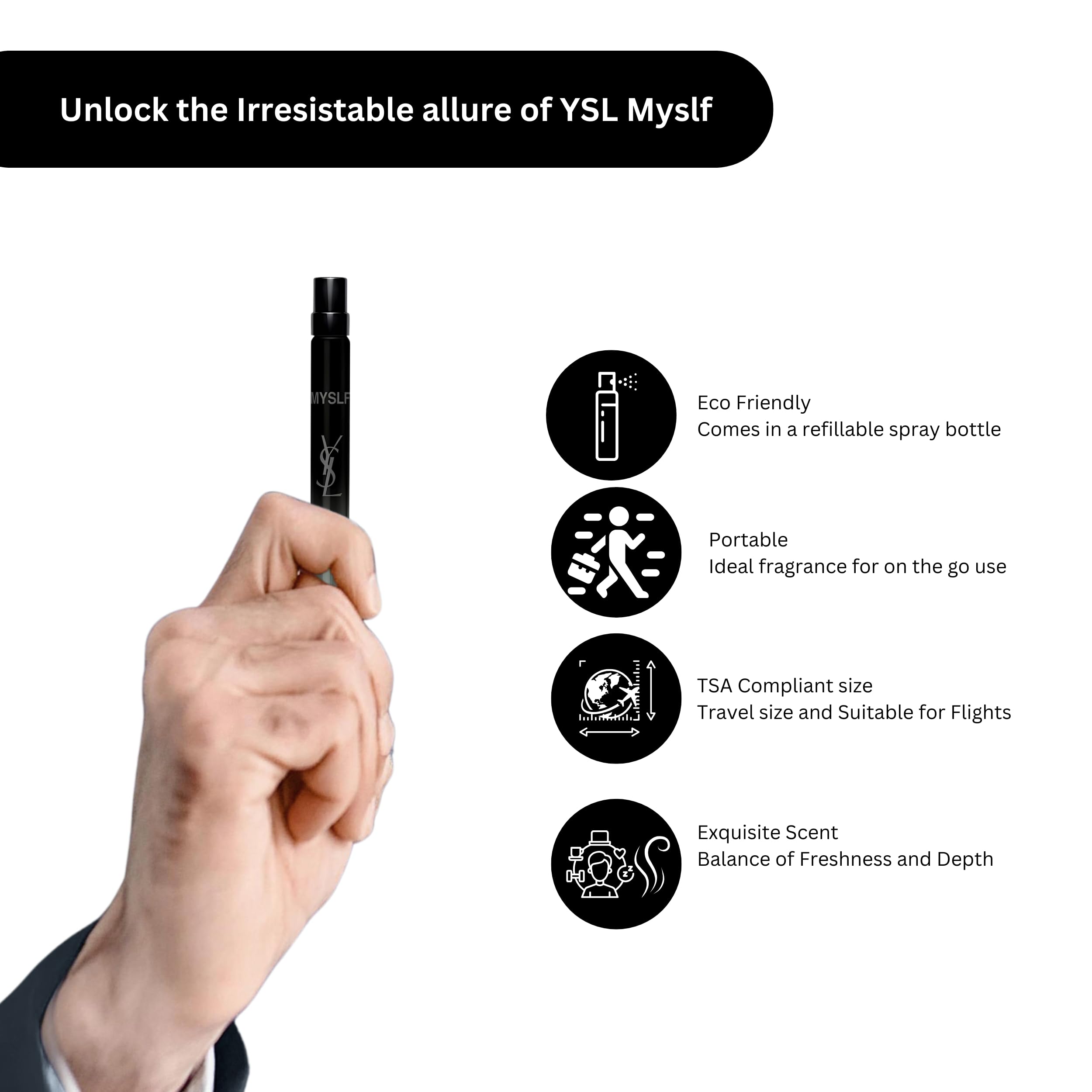 Myslf Le Parfum by Yves Saint Laurent for Men - 3.3 oz EDP Spray (Refillable)