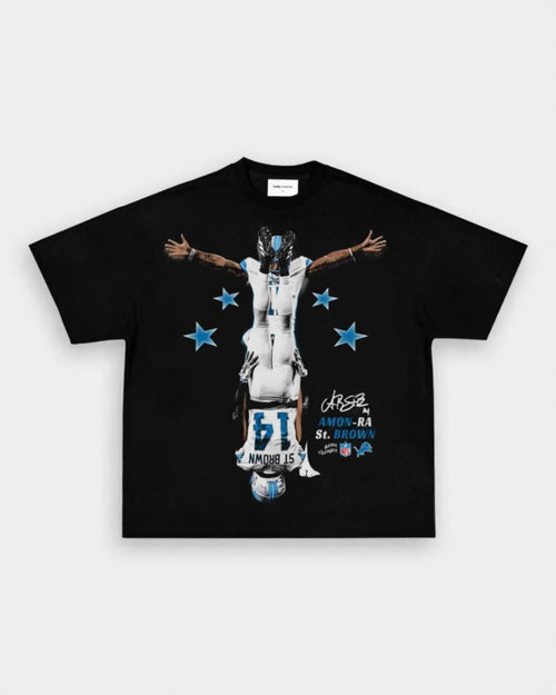 Black Amon-Ra St. Brown Detroit Lions headstand graphic t shirt – handstand NFL streetwear VOTY