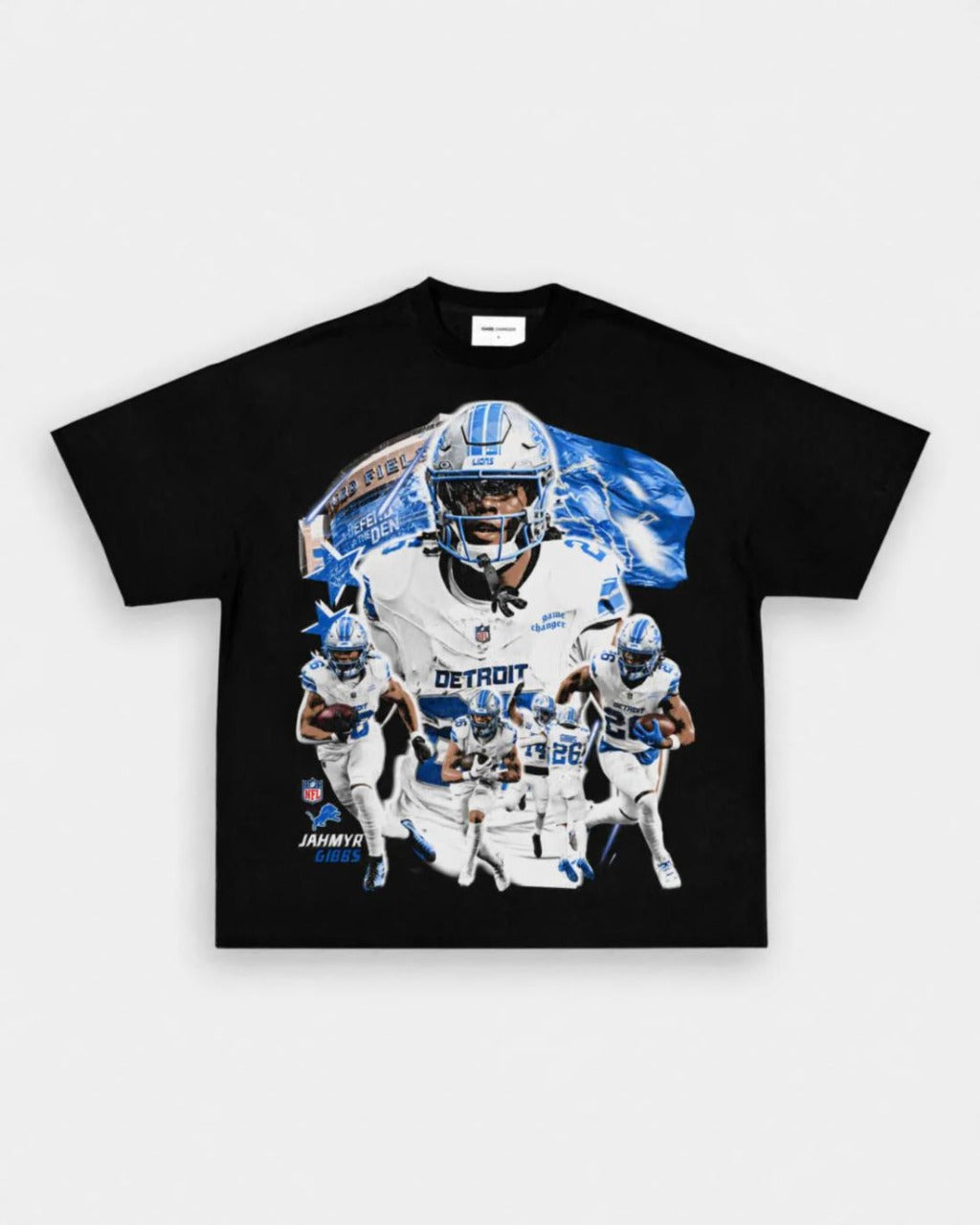 Black Jahmyr Gibbs Detroit Lions graphic t shirt – Lions RB football streetwear heavyweight tee VOTY