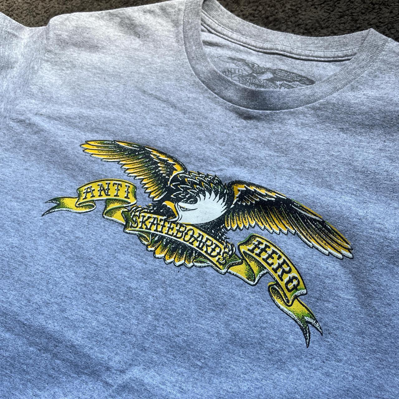 Anti-Hero Men's Grey and Blue T-shirt