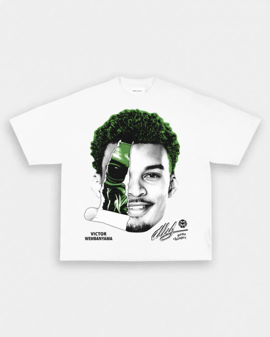 VOTY white Alien Wemby graphic t-shirt front view