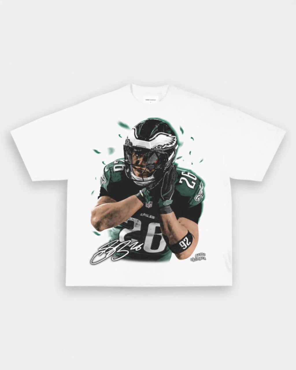 White Saquon Barkley Philadelphia Eagles graphic t shirt – night night design NFL running back streetwear VOTY