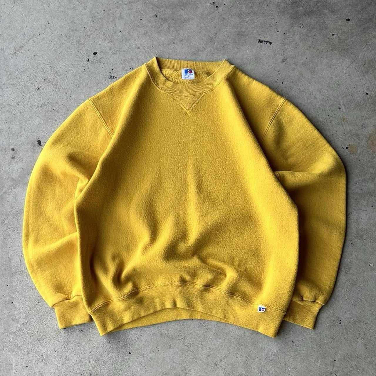Vintage 80s Yellow Russell Athletic Crewneck Sweatshirt Made In USA Men’s Size M